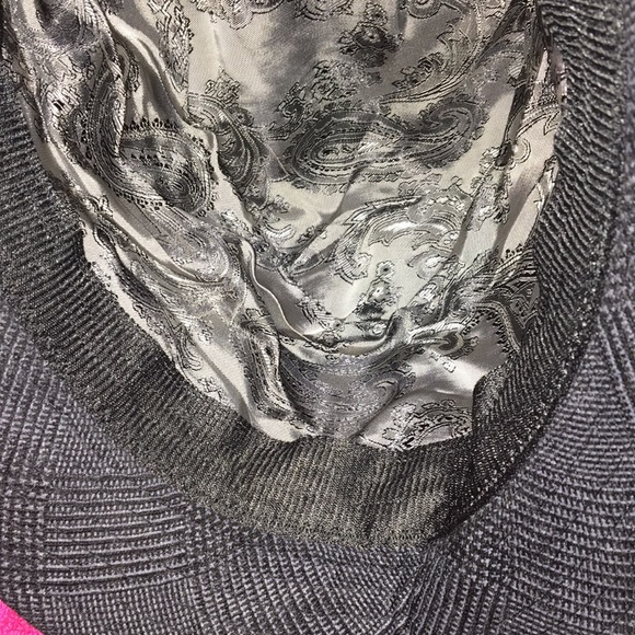 D&Y poly nylon fedora hat S/M black houndstooth cap short brim paisley interior - Picture 9 of 12